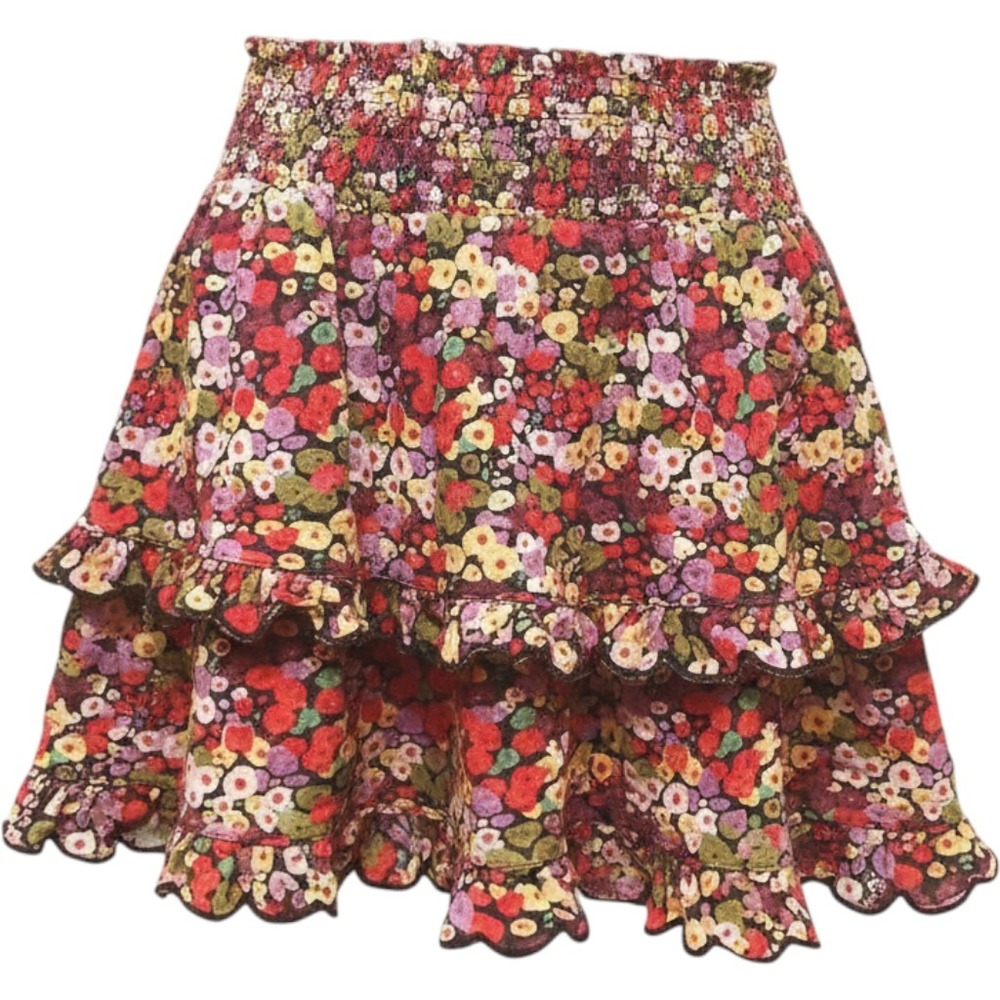 Scotch & Soda Floral Ruffle Skirt Girl Sz 10/ 140 Multicolor Smocked Cottagecore